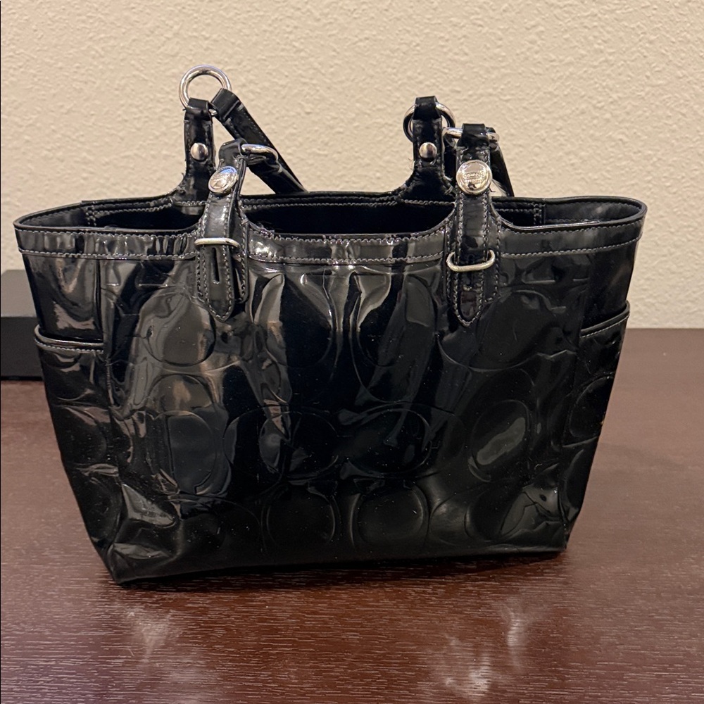 Elegant Black Glossy Tote Bag